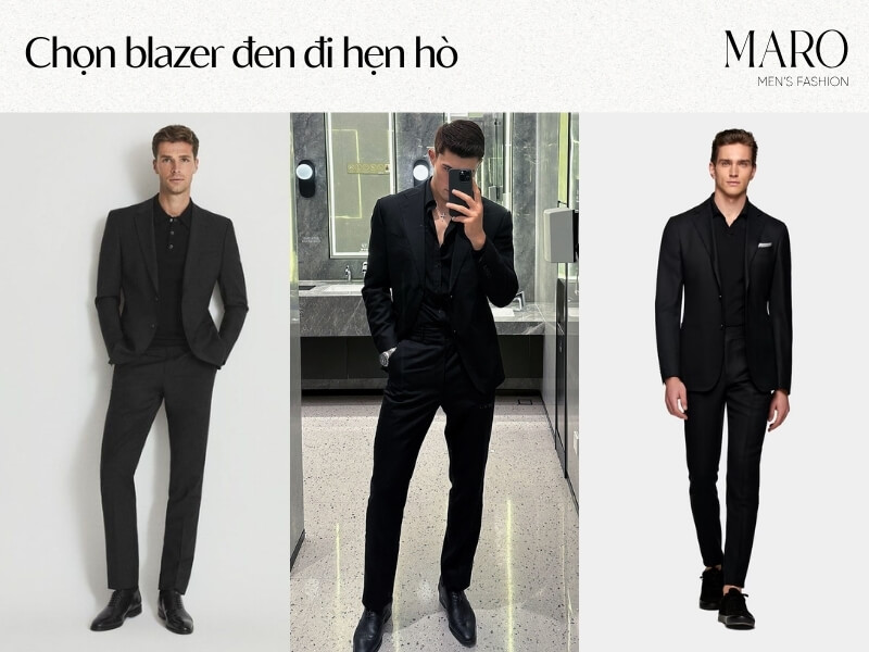 phối áo blazer đen nam đi hẹn hò
