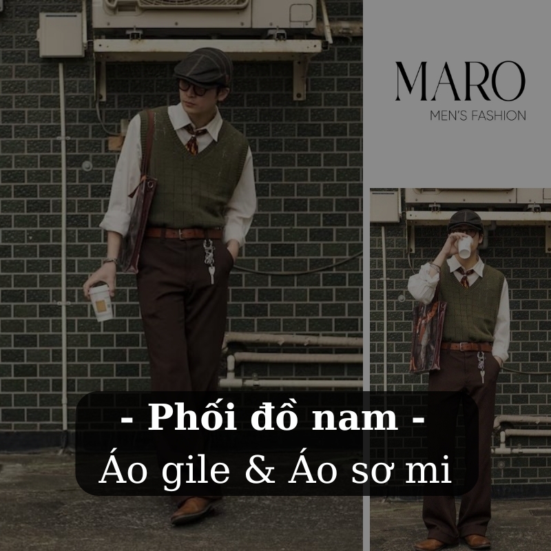 phối áo gile với áo sơ mi nam