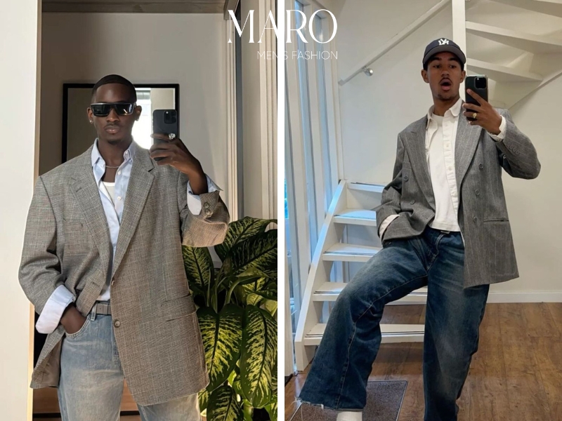 phối đồ công sở nam với blazer quần âu áo sơ mi