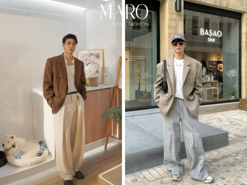 phối đồ công sở nam blazer quần âu áo thun