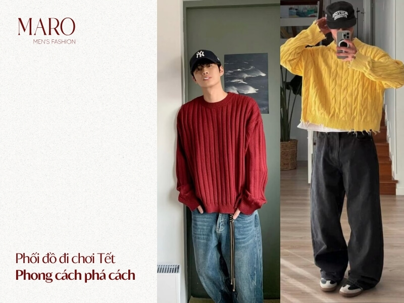 phối đồ đi chơi tết cho nam phong cách phá cách
