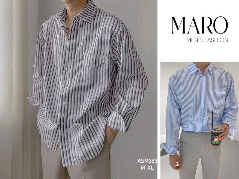 phối đồ smart casual áo sơ mi kẻ sọc