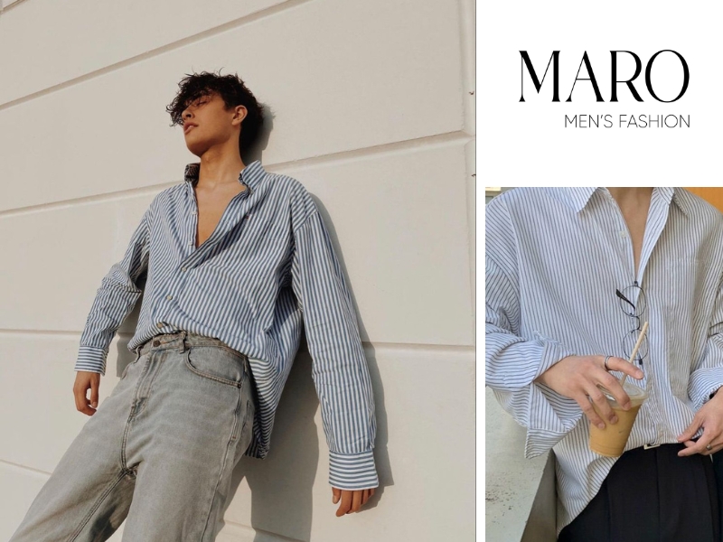 phối đồ street style áo sơ mi kẻ sọc