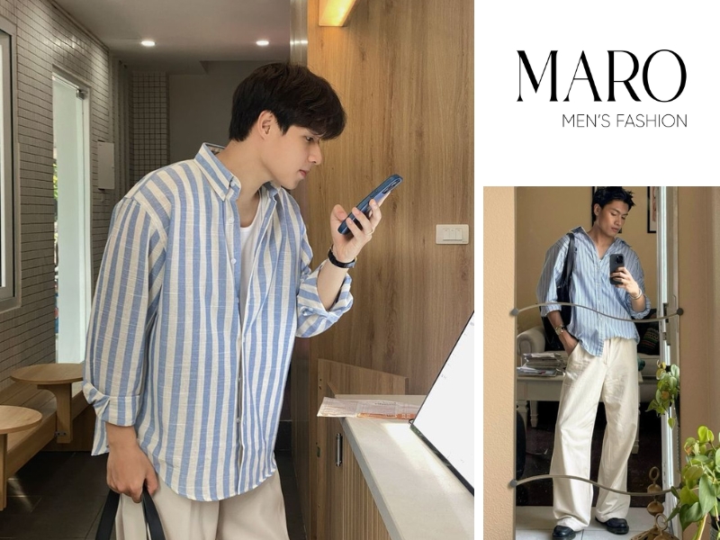 phối đồ với áo sơ mi form rộng nam dạo phố