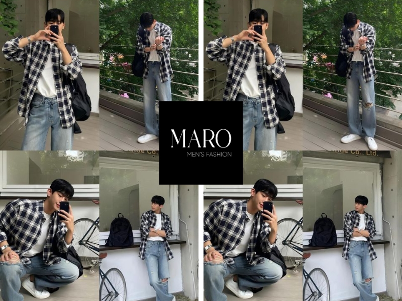 phối đồ với áo sơ mi form rộng nam streetwear