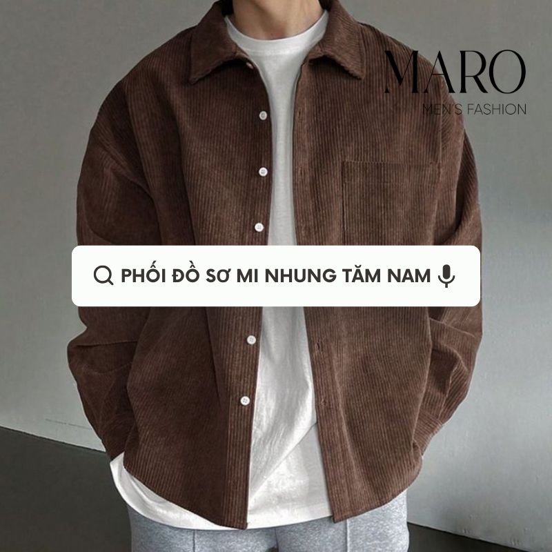 phối đồ với áo sơ mi nhung tằm nam