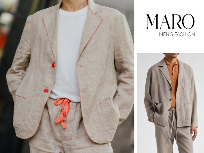 phong cách casual hàng ngày phối đồ áo blazer linen nam