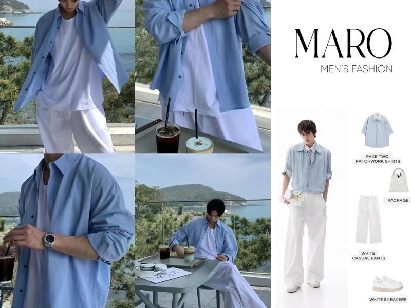 sơ mi xanh dương mặc với quần gì