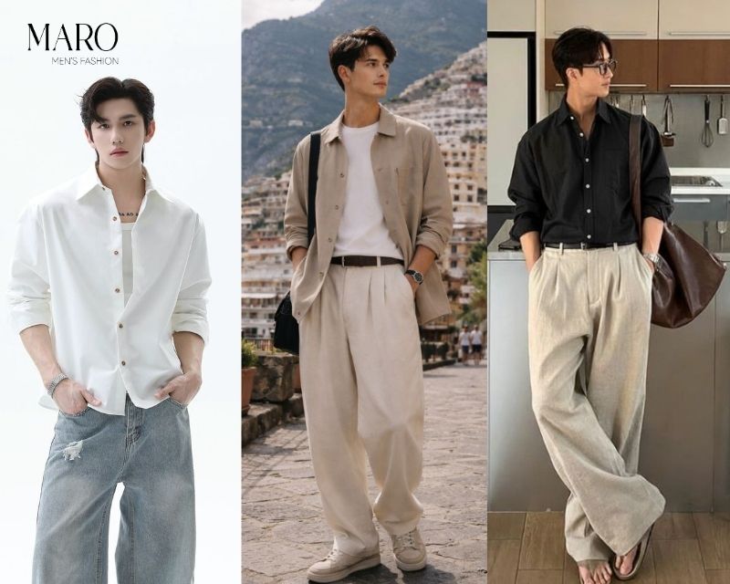 sơ mi oversize tay dài chỉn chu phóng khoáng