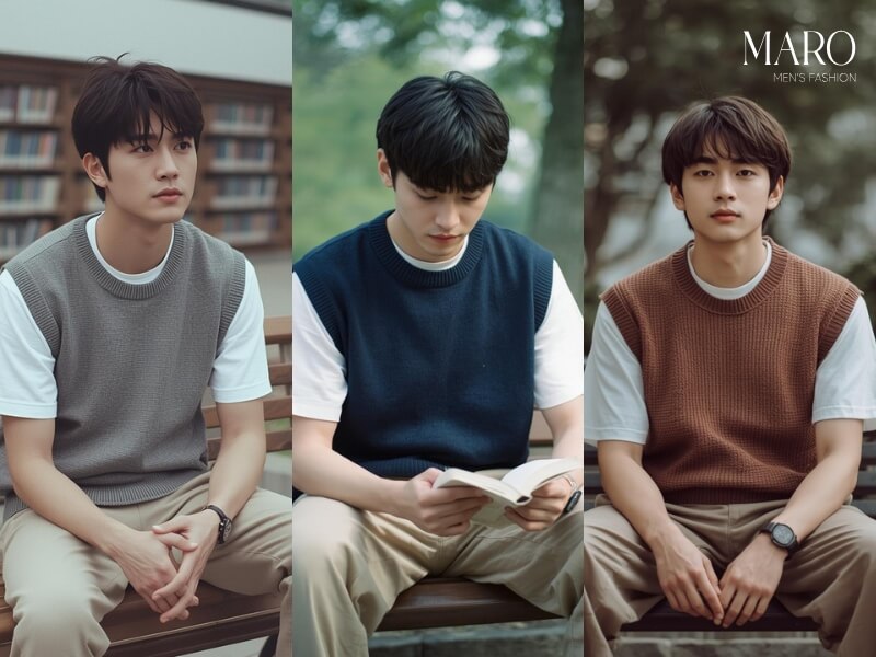 áo len gile nam cổ trơn crewneck phù hợp khi đi chơi casual nhẹ nhàng