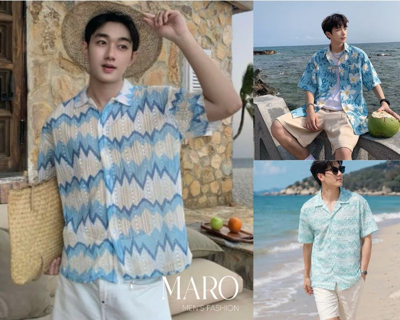 áo sơ mi nam họa tiết đi biển độc đáo