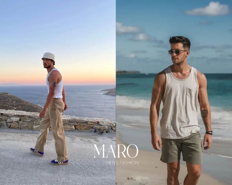 áo tank top nam đi biển thời trang