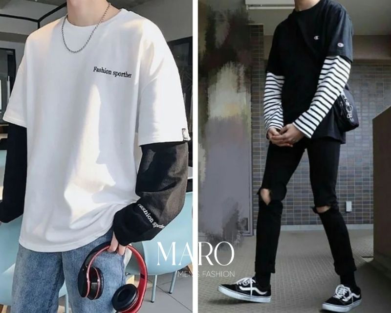 áo thun dài tay oversize nam hàn quốc