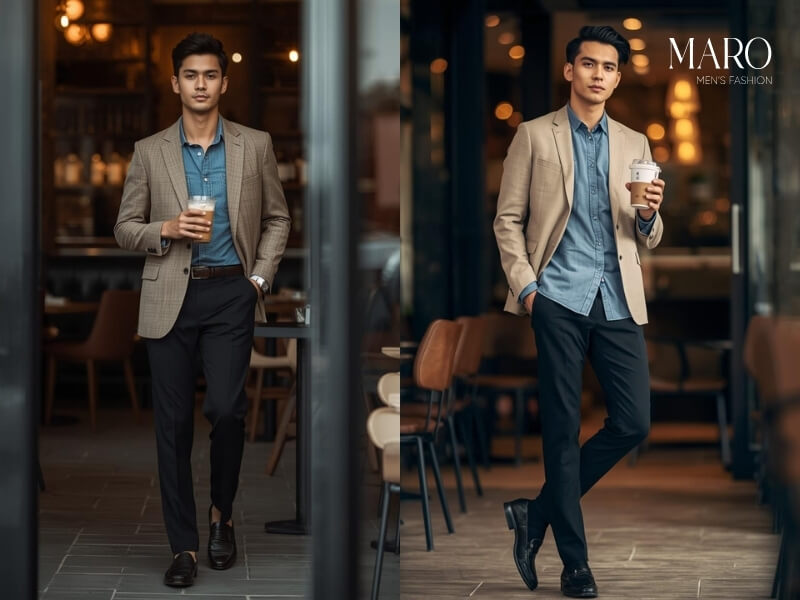 blazer khoác ngoài sơ mi jean
