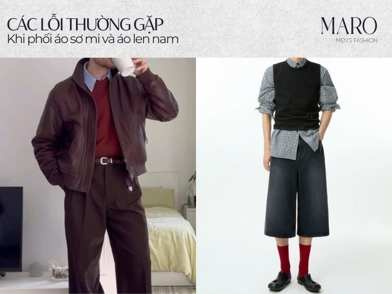 các lỗi thường gặp khi phối áo sơ mi và áo len nam