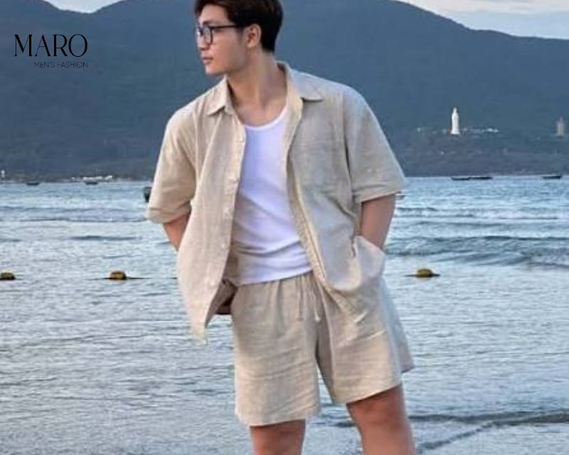 cách phối quần áo đũi nam đi biển 4