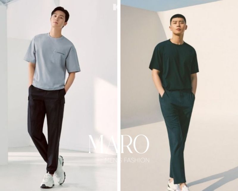 mix áo phông basic nam quần tây chinos