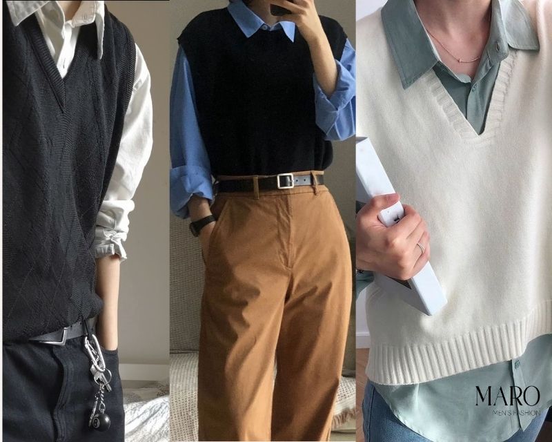 phối áo gile với quần jean smart casual