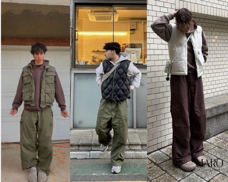 phối áo gile nam với áo hoodie