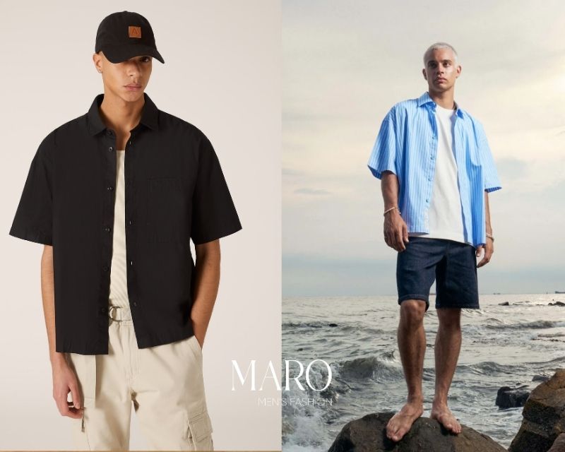 phối áo sơ mi boxy nam style layering