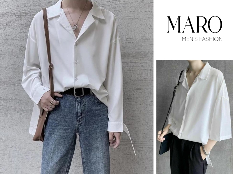 phối áo sơ mi cổ vest nam phong cách casual
