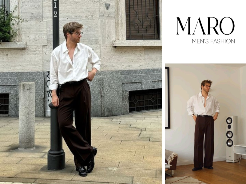phối áo sơ mi cổ vest nam phong cách smart casual