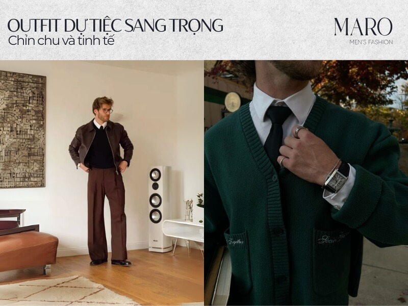 phối áo sơ mi với áo len nam đi dự tiệc sang trọng