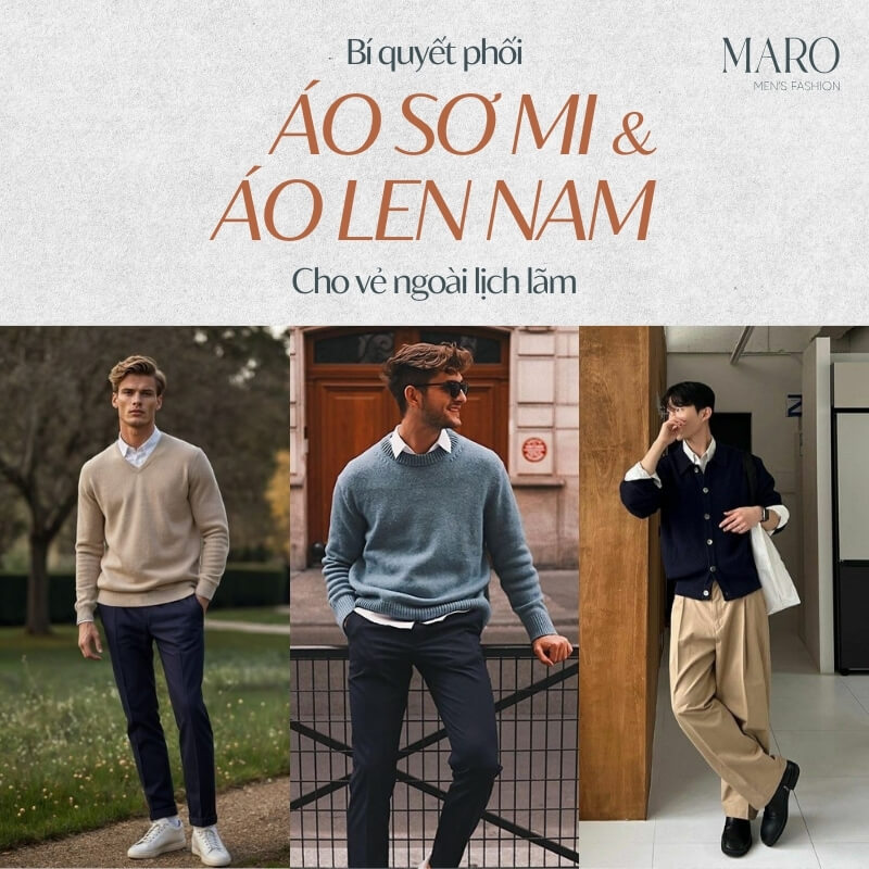 phối áo sơ mi với áo len nam