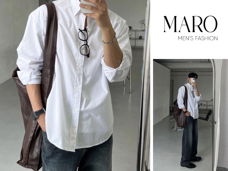 phối đồ nam quần jean áo sơ mi casual