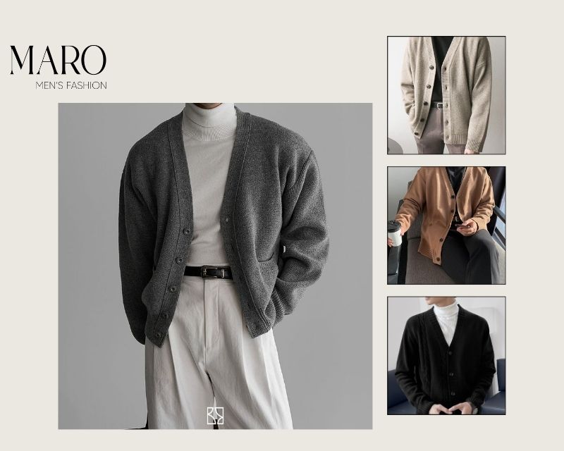 phối đồ với áo cardigan nam phong cách hàn quốc