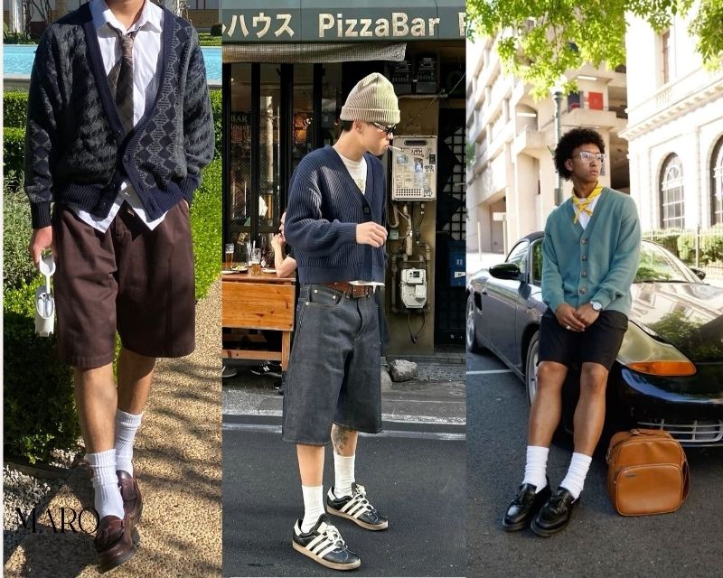 phối đồ với áo cardigan nam phong cách màu hè