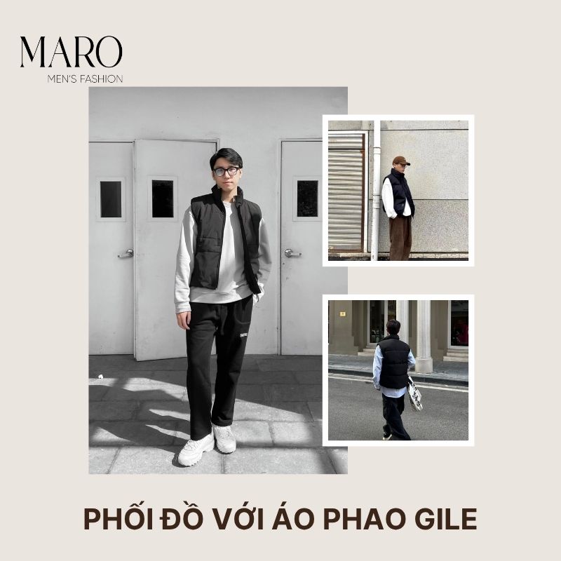phối đồ với áo phao gile nam