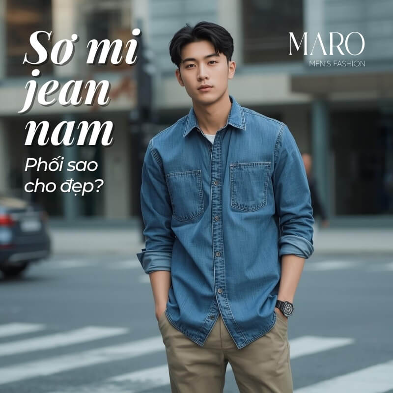 phối đồ với áo sơ mi jean nam