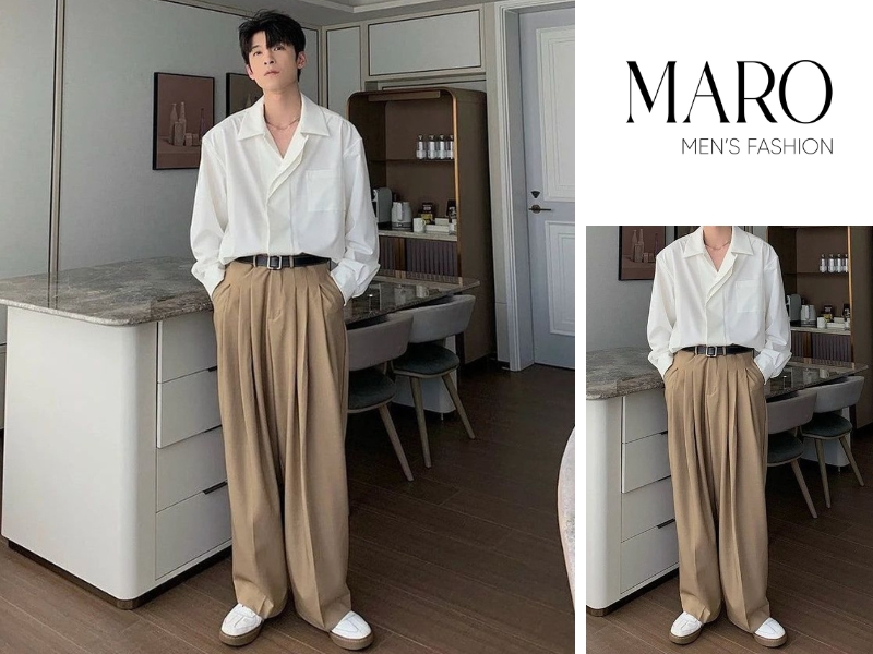 phối phụ kiện với áo sơ mi cổ vest nam
