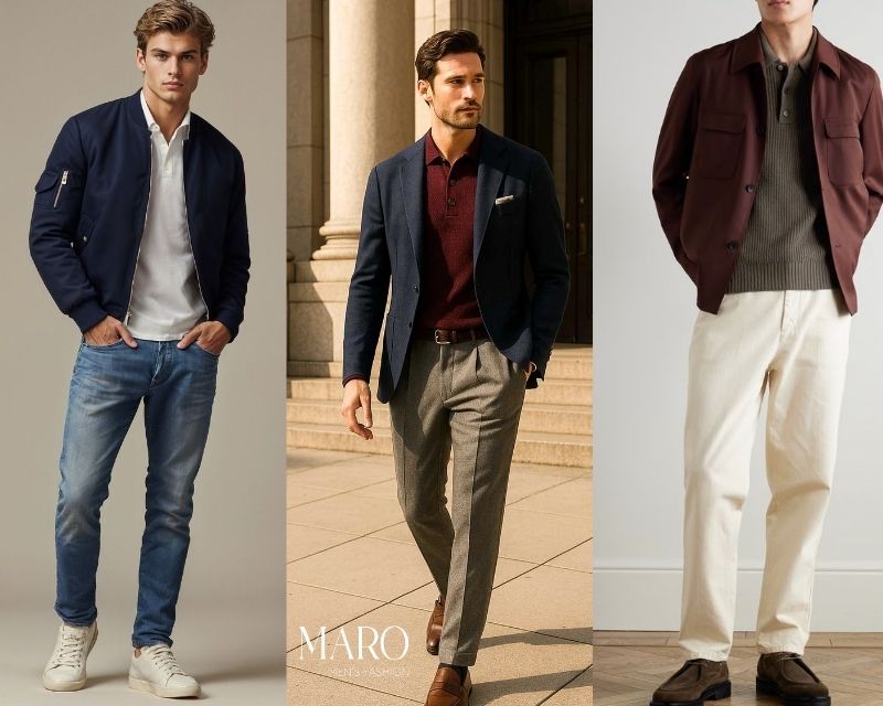polo oversize với áo khoác ngoài