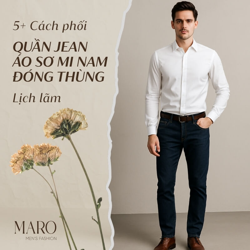 quần jean áo sơ mi nam đóng thùng
