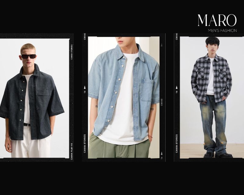 sơ mi denim flannel áo thun basic