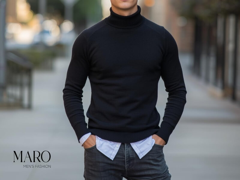 sweater có cổ phối sơ mi layering độc đáo