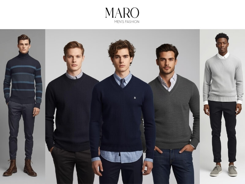 sweater phối sơ mi nam theo dáng người