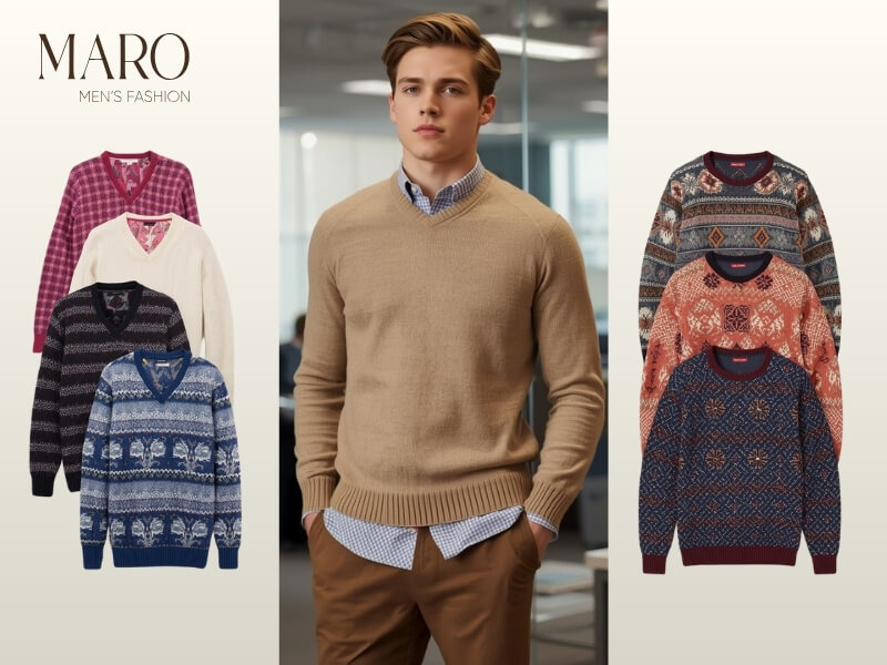 sweater phối sơ mi nam theo hoàn cảnh sử dụng