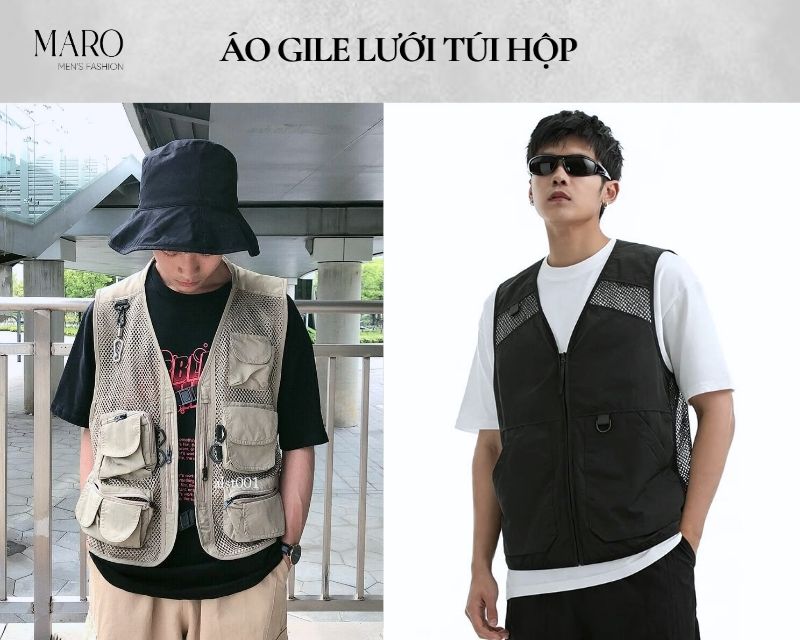 áo gile lưới túi hộp