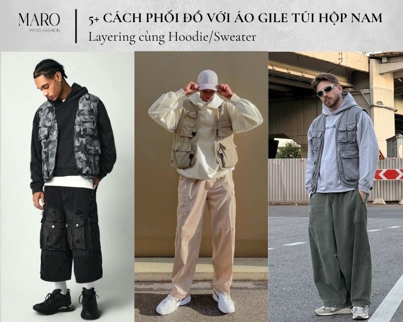 áo gile túi hộp hoodie sweater