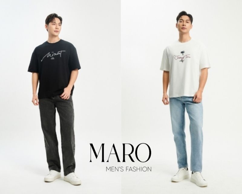 áo phông graphic nam phối cùng quần jeans