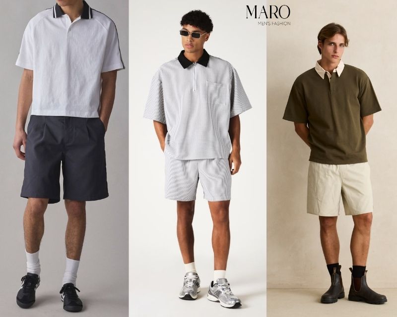 áo polo boxy cùng quần short