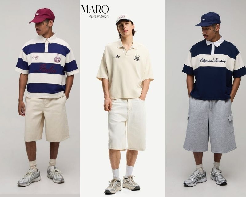 áo polo boxy và quần short ngố