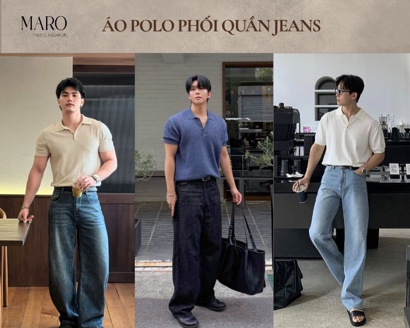 áo polo phối quần jean