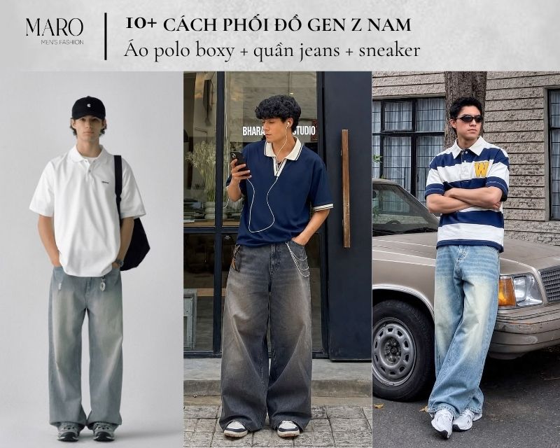 áo polo quần jeans sneaker