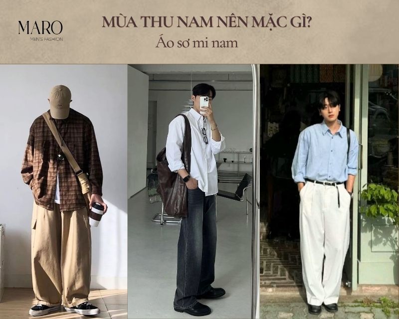 áo sơ mi nam phối đồ mùa thu