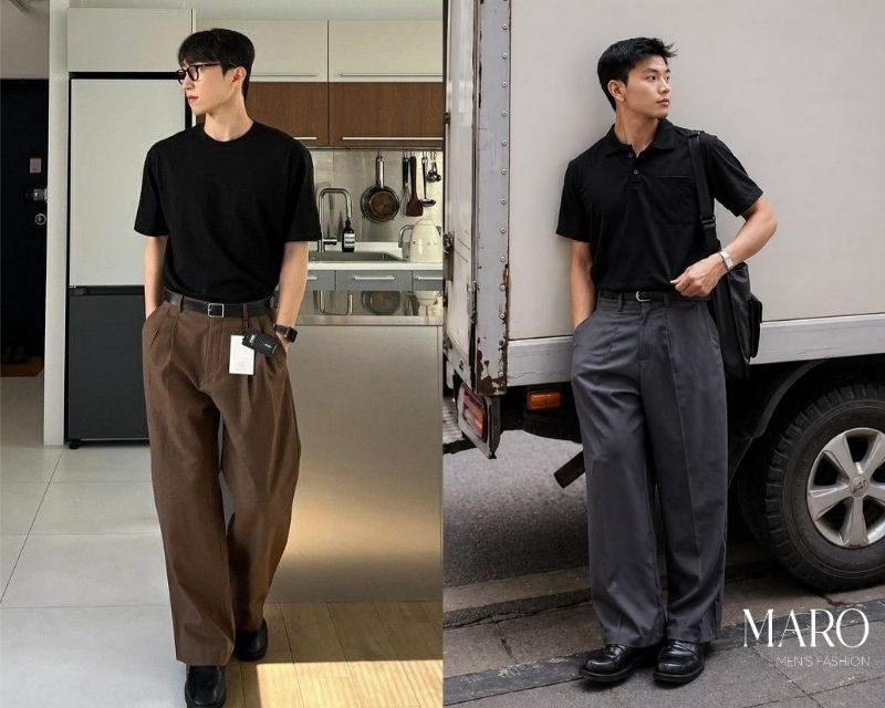 áo thun oversize nam với quần kaki