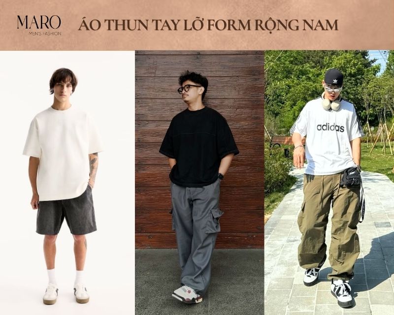 áo thun tay lỡ form rộng nam